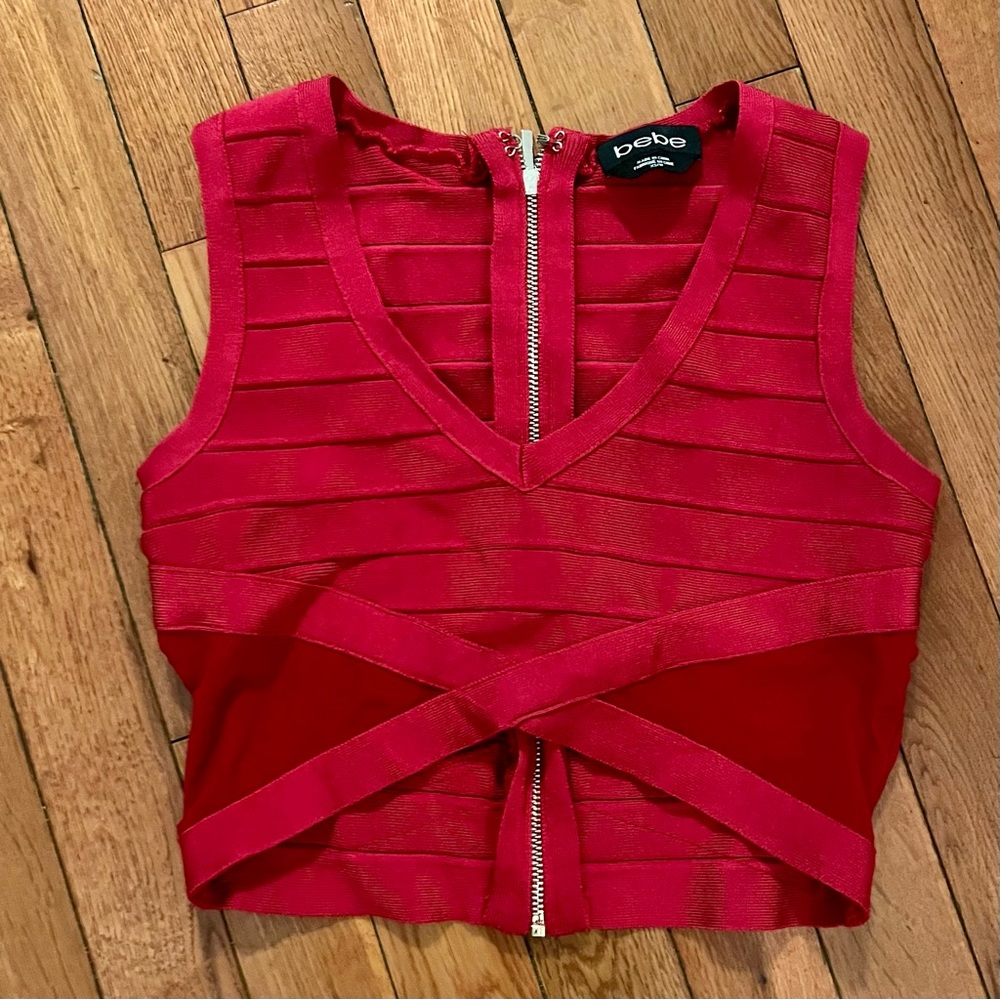 Bebe Bandage top. Color Red.